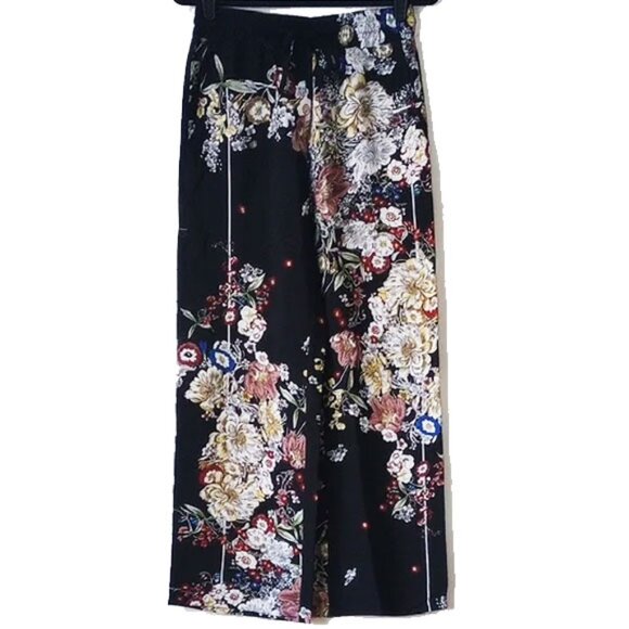 Industry Republic Clothing Wide Leg Pants S Black Floral - Picture 1 of 9